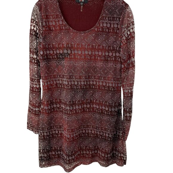 Yest Burn Out Velvet Mini Dress Long Sleeve Lined Sheer See Through Witchy 6 - Picture 2 of 11